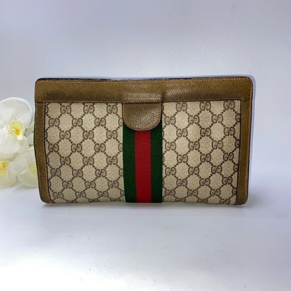 Authentic Gucci Sherry Line GG Logo Clutch - Picture 1 of 12